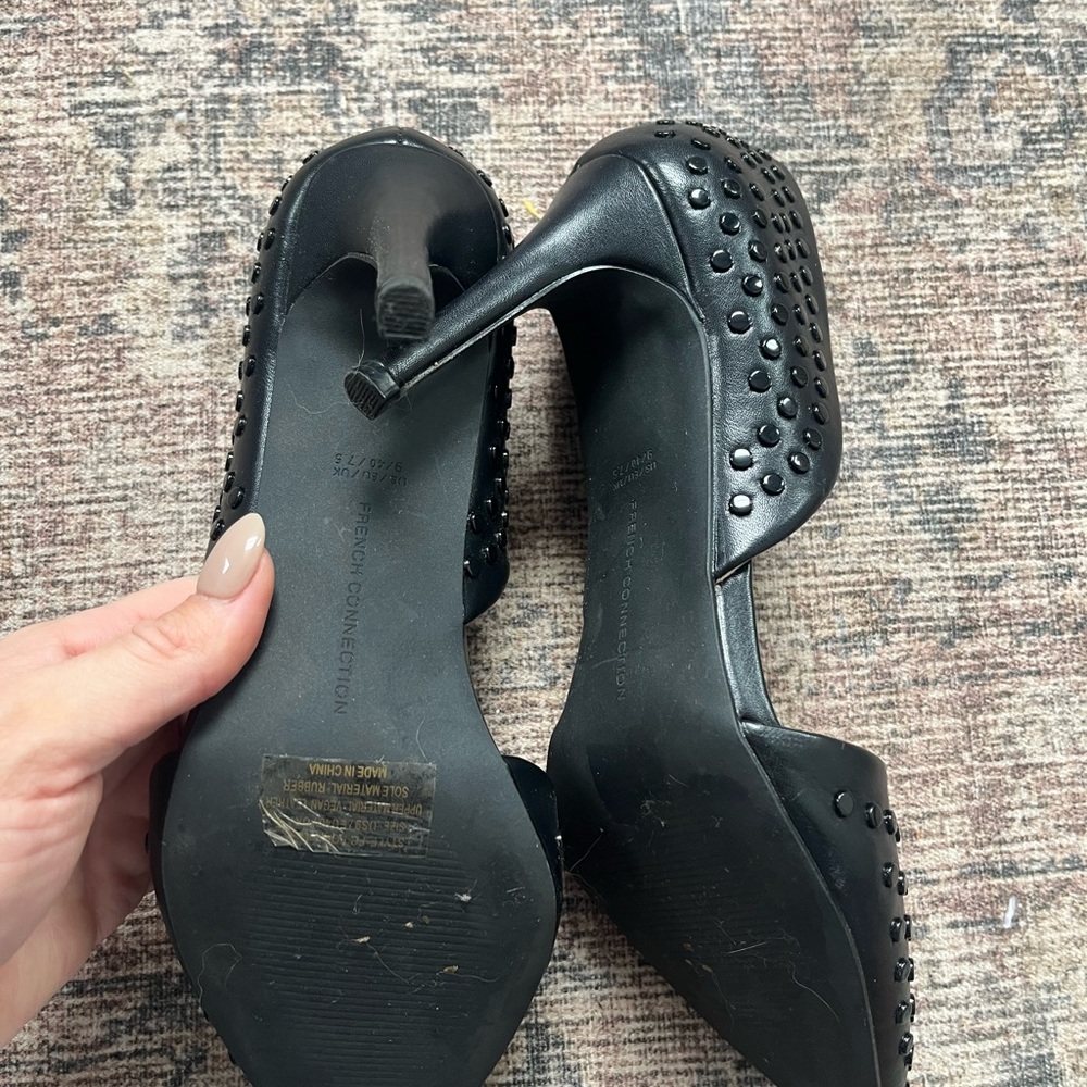 French Connection Black Studded Heels - Picture 5 of 6